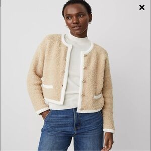 Ann Taylor NEW Boucle Contrast Trim Sweater Jacket size XXL